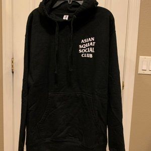 Asian Squat Social Club Black Sweatshirt Hoodie ASSC Men's Size Medium
